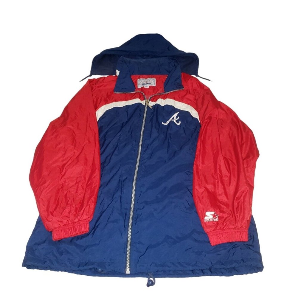 Vintage Atlanta Braves Starter Adult Hooded Windbreaker Size 2XL